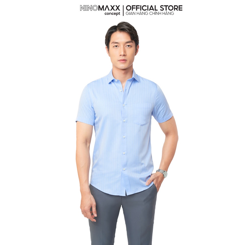 N&MCLUB Áo Sơ Mi Nam Tay Ngắn chất liệu vải sợi tre Bamboo 2104019