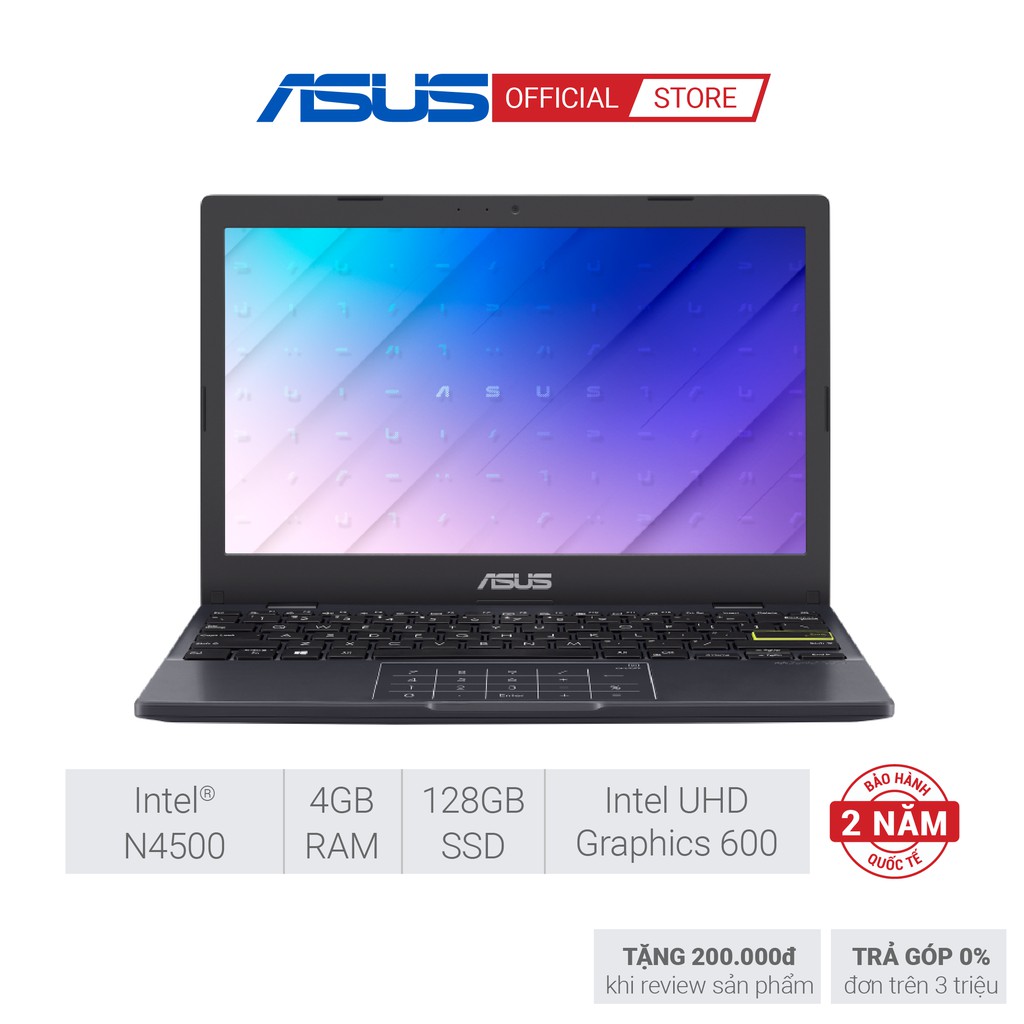 [Mã ELMALL1TR giảm 5% đơn 3TR] Laptop ASUS E210KA-GJ031T (Celeron N4500/4GB RAM/128GB SSD/11.6-inch HD/WIN10)