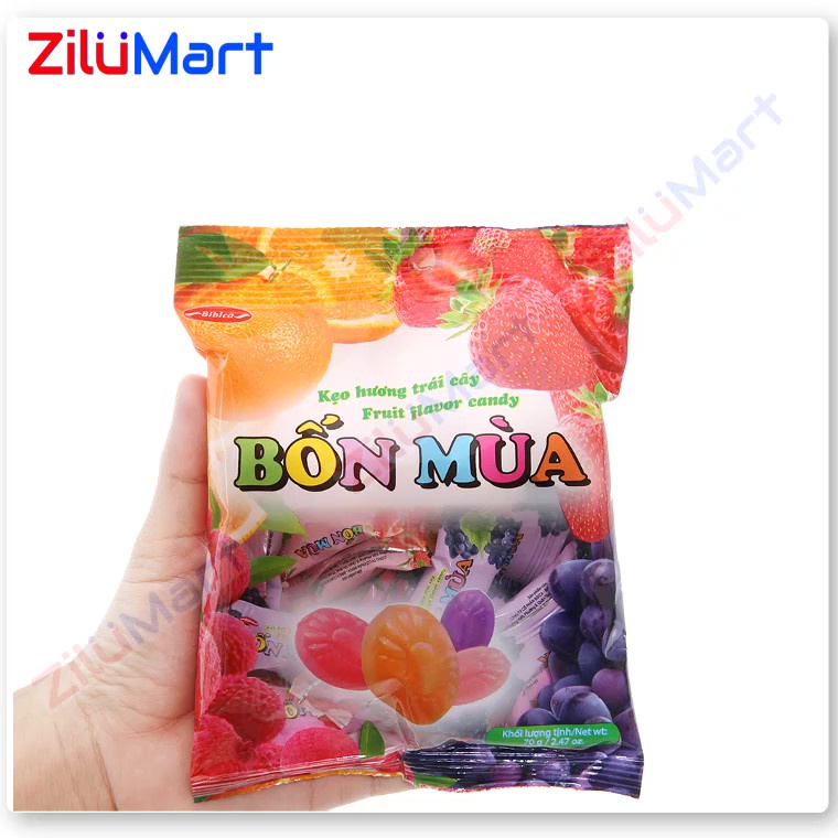 Gói kẹo bốn mùa bibica hương vị trái cây loại 70g