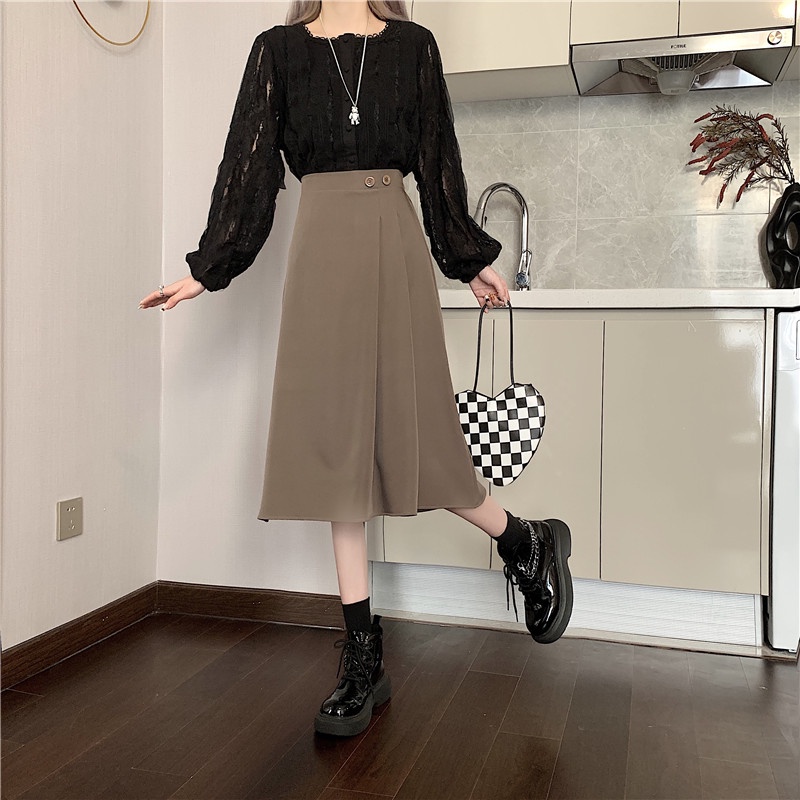 Chân Váy Chữ A Lưng Cao Thiết Kế Mới Thời Trang Mùa Xuân Dành Cho Nữ