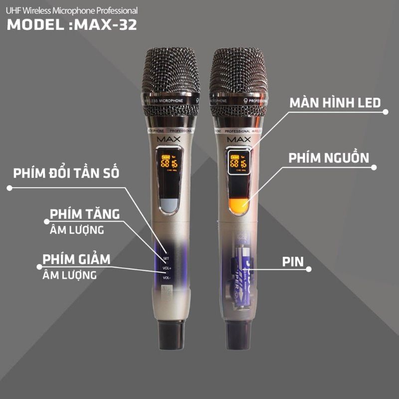 Trọn bộ sản phẩm Micro Không dây Max 32, Max 39, Max 56 siêu phẩm