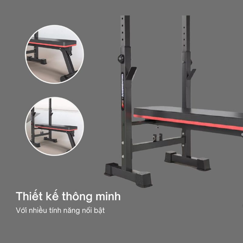 Ghế tập tạ kết hợp giá đỡ tạ TK-002 (chưa bao gồm bánh tạ và đòn tạ)  - 1 đổi 1 trong 7 ngày.