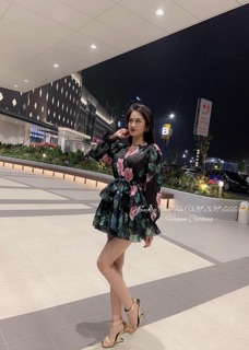 Váy voan hoa xếp tầng (2 màu)