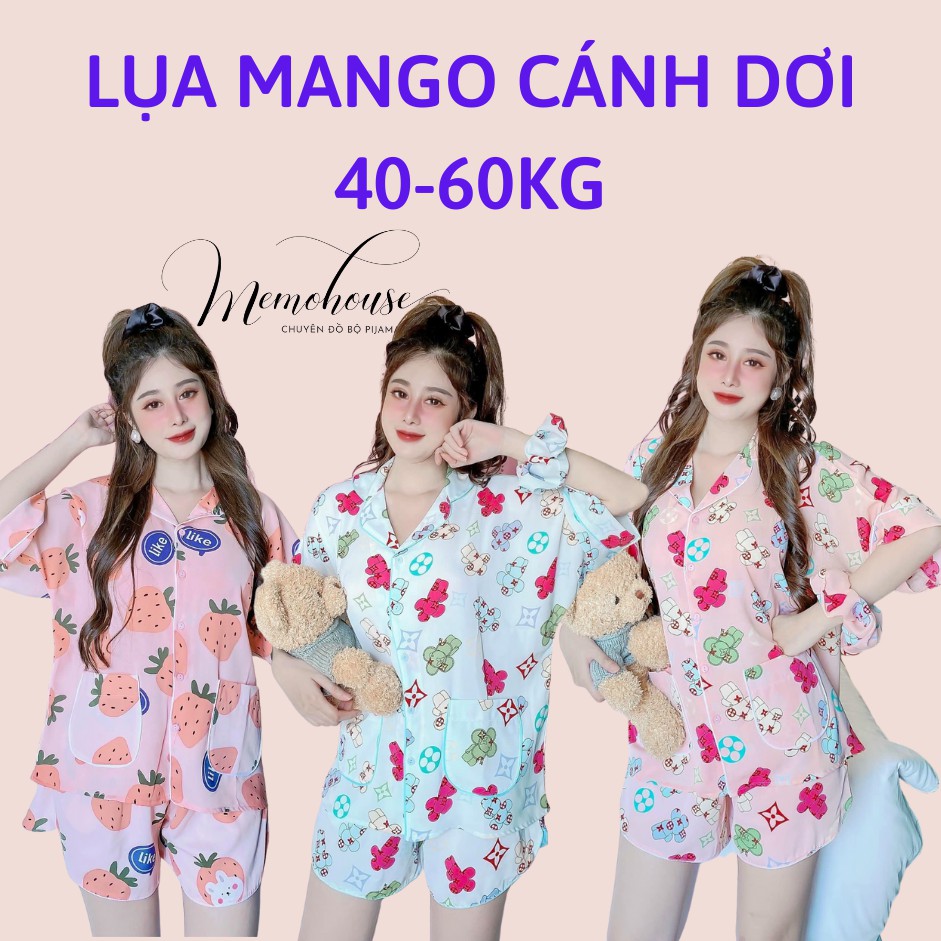 Đồ bộ pijama lụa mango ĐÙI cánh dơi cao cấp - TẶNG CỘT TÓC (Form dưới 60kg)