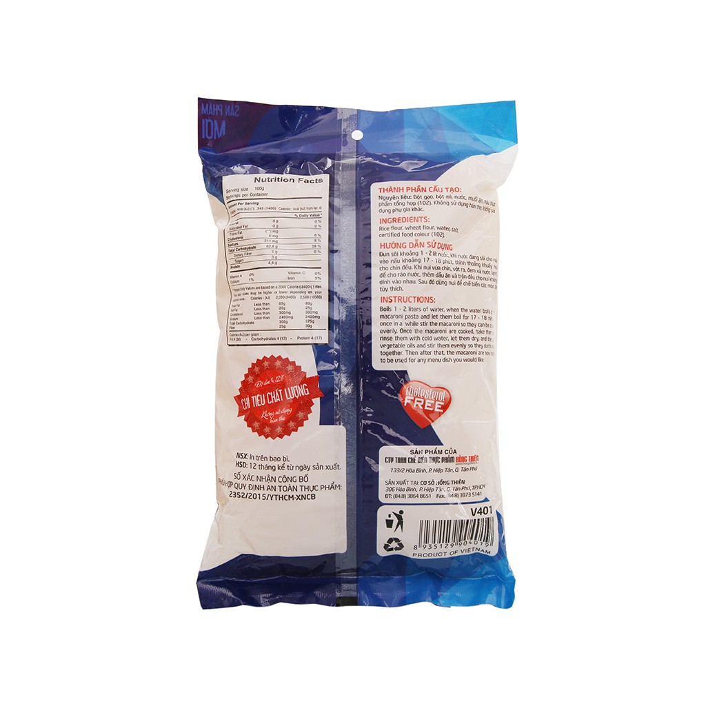 Nui ống vàng Lotus gói 400g