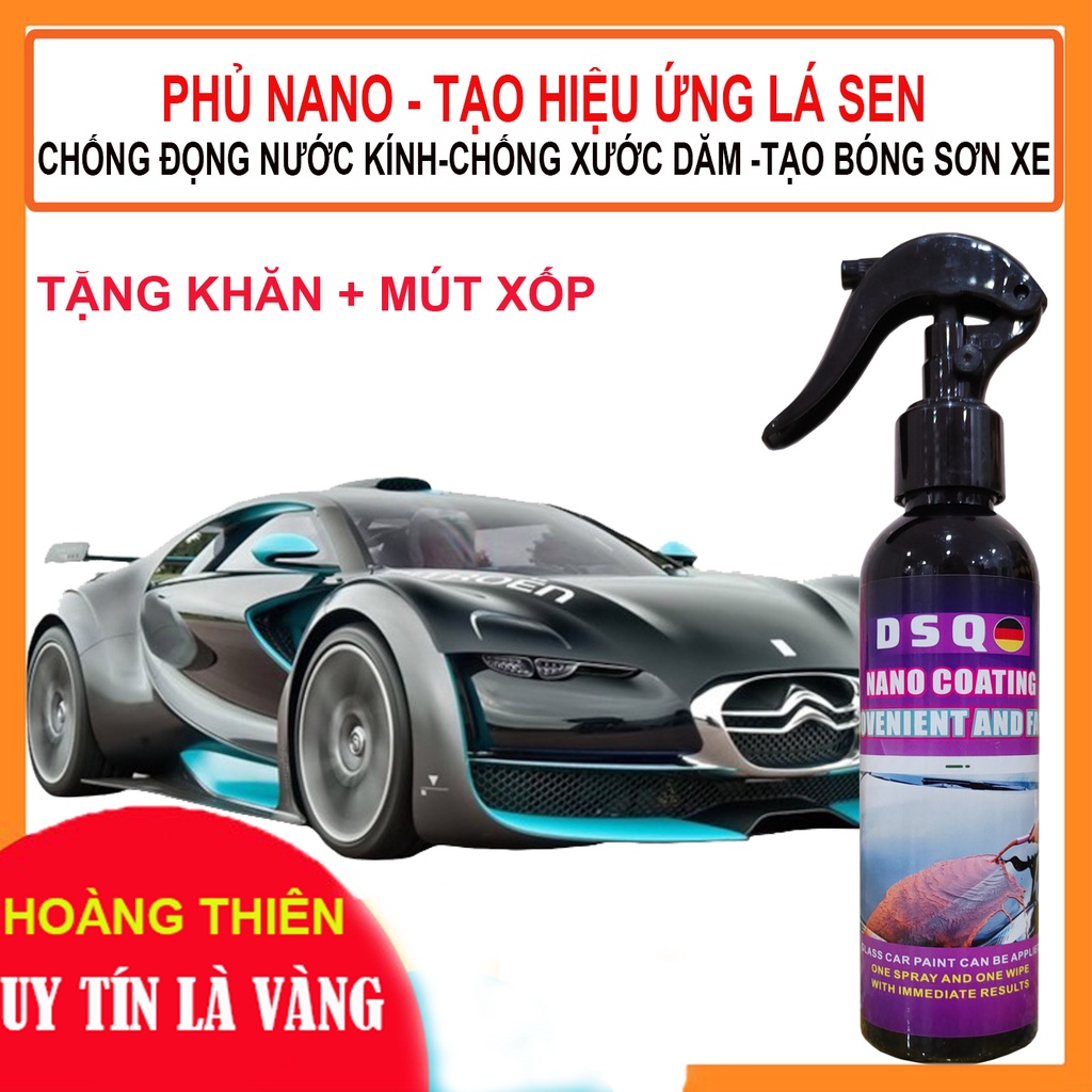 [ BỘ 2 CHAI ] Chai xịt phủ nano DSQ wax - Chống nước cho kính - Phủ bóng sơn Ceramic Wax xe máy ôtô chống bẩn 200Ml