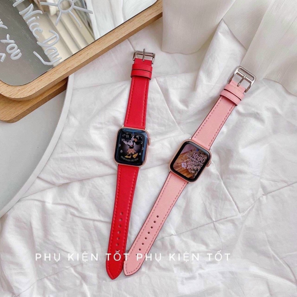 Dây da Apple watch nhiều màu full series 7/SE/6/5/4/3/2 cho các bạn nữ