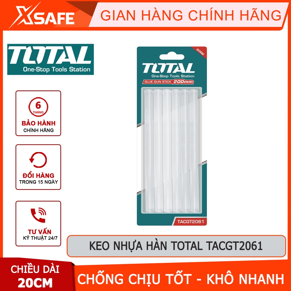 Keo nến TOTAL TACGT2061 Keo nhựa hàn, nhựa dầu mỏ, đường kính 11.2mm, dài 20cm, vỉ 6 cái Bám dính tốt trên bề mặt