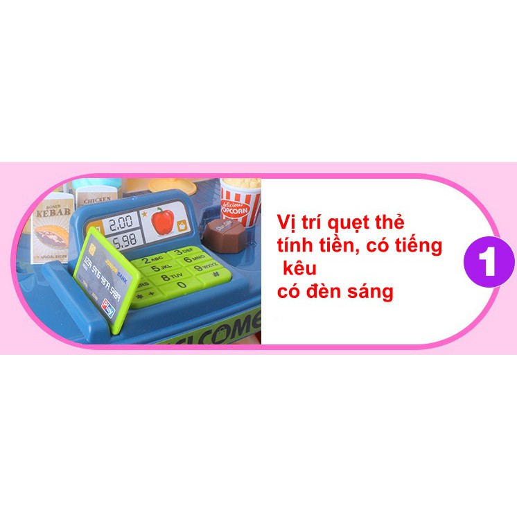 [FREESHIP] Đồ Chơi Siêu Thị Mini 33 Chi Tiết Có Máy Tính Tiền -  Có Nhạc-  Đèn Cực Vui đồ chơi trí tuệ