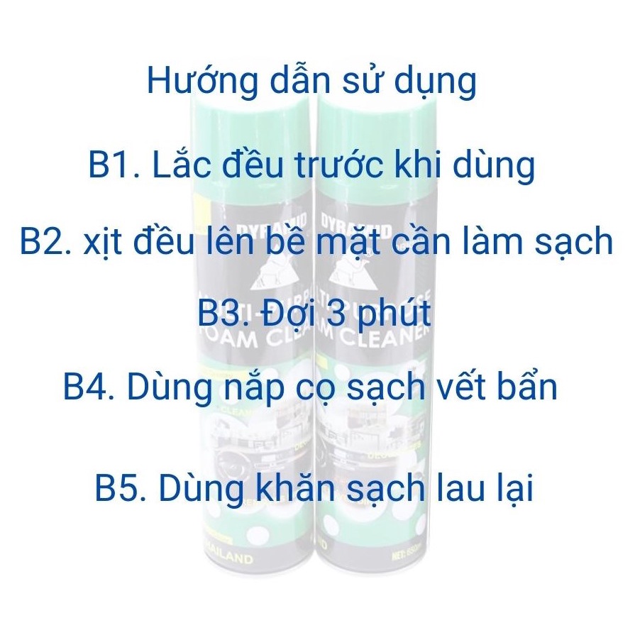 Chai vệ sinh nội thất Ô Tô dạng xịt bọt làm sạch nội thất xe hơi ghế da nỉ trần và các vật dụng trong nhà Mitauto