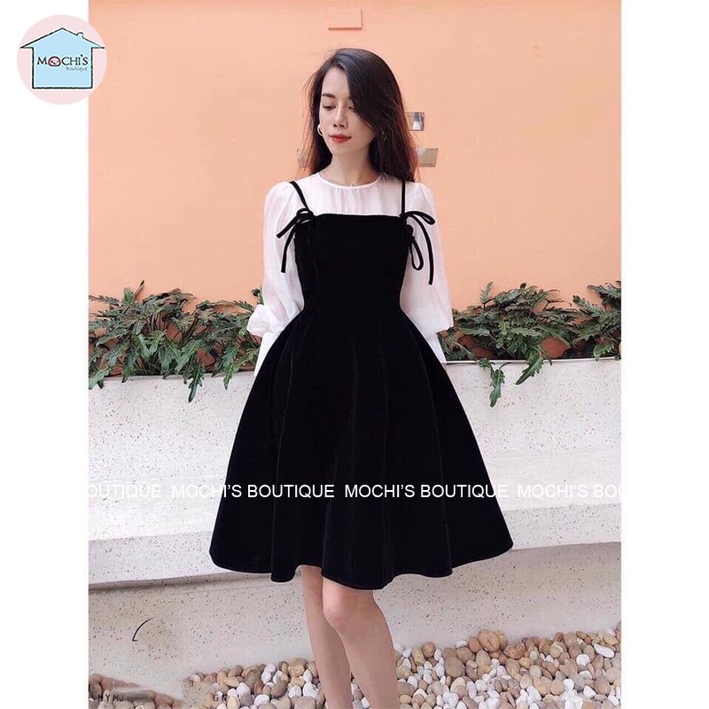 Váy đầm bánh bèo nữ đầm xòe tiểu thư, tay bồng váy hai dây mẫu  đẹp mặc kết hợp hoặc mặc rời đều được -M013 | BigBuy360 - bigbuy360.vn