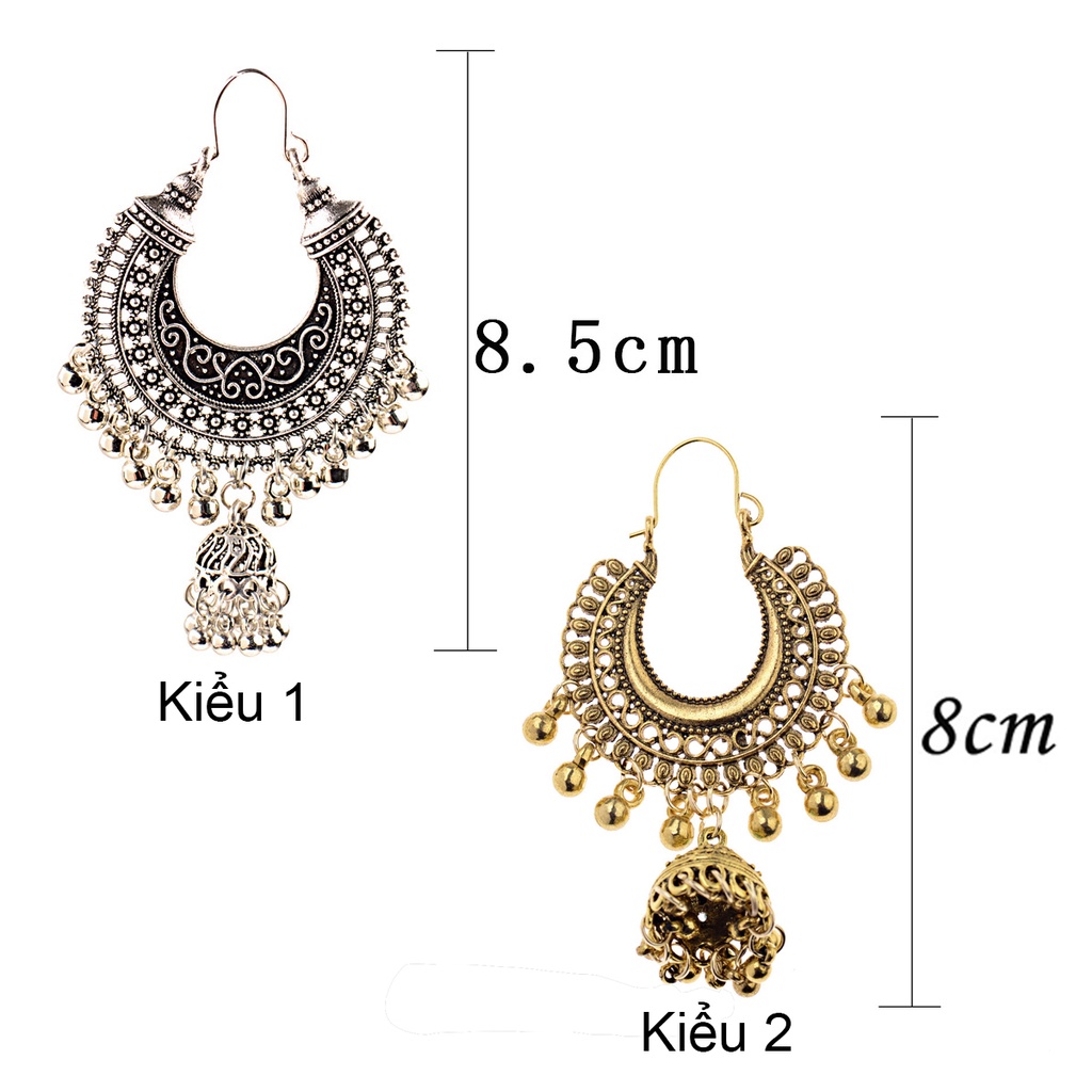 Bông tai tây tạng thả dài phong cách đôn hoàng boho cosplay cổ phục mông cổ ba tư