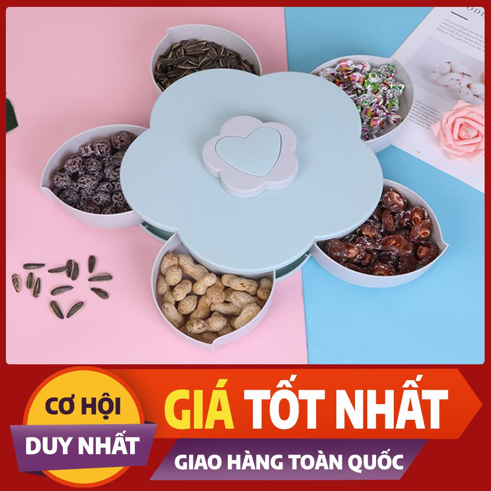 Khay mứt xoay hoa 5 cánh có khe điện thoại - khay bánh kẹo ngày Tết không thể thiếu trong ngày đầu xuân