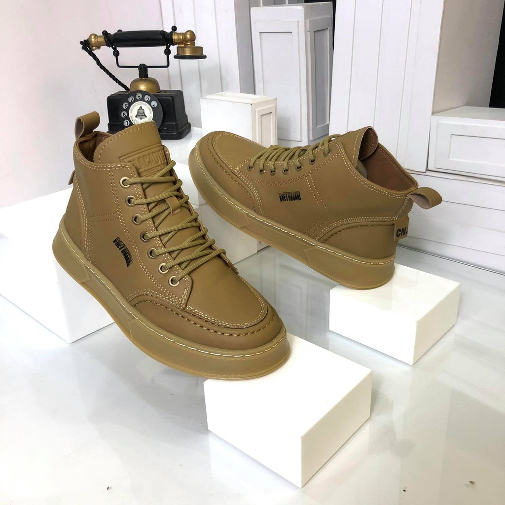 Giày Cao Cổ Nam ⚜️𝑭𝑹𝑬𝑬𝑺𝑯𝑰𝑷⚜️ -  Da Thật Hàng Siêu Đẹp - Hàng Nhập Quảng Châu - SNK8103 Màu Nâu Rêu | BigBuy360 - bigbuy360.vn