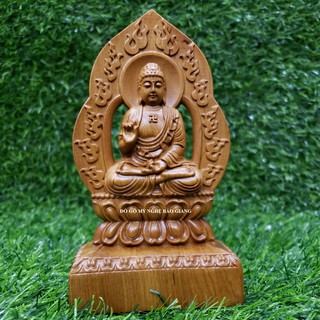 Tượng phật bản mệnh Tuổi Tuất, tuổi Hợi để xe ô tô Phật A Di Đà bằng gỗ bách thơm