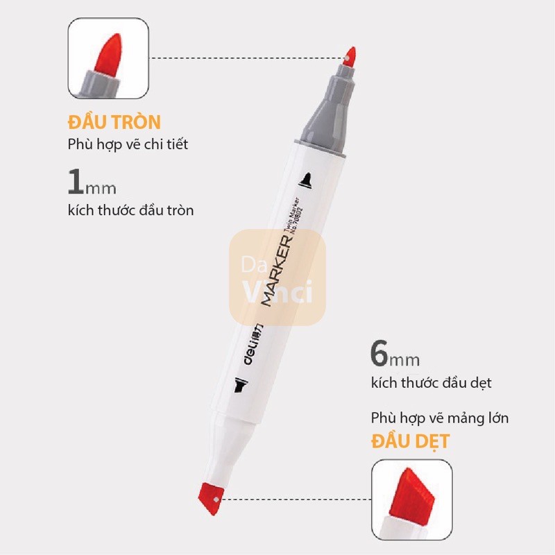 [ DaVinci ] Bút màu marker hai đầu cao cấp Deli