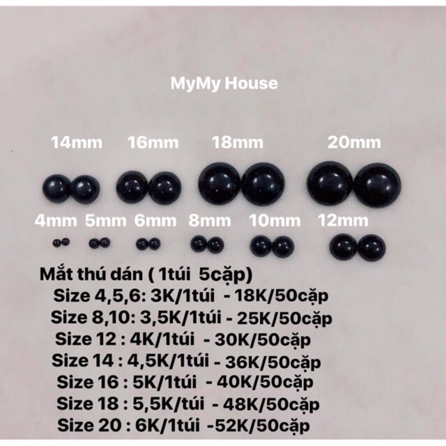 Mắt thú dán ( 1 túi 5 cặp )