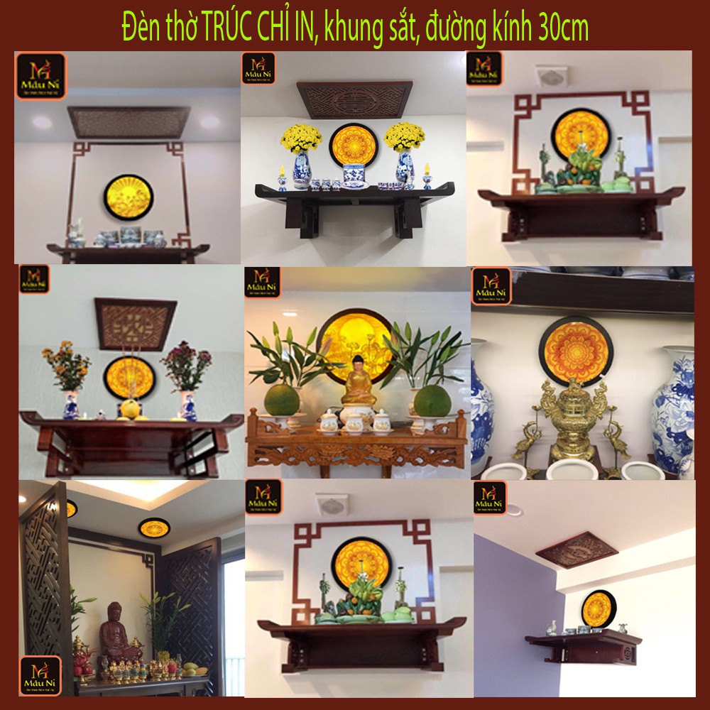 [SALE HOT] Đèn Hào Quang cho ban thờ đẹp 198, khung sắt, Đường kính 30cm (đặt tượng thờ cao 25cm đến 40cm)