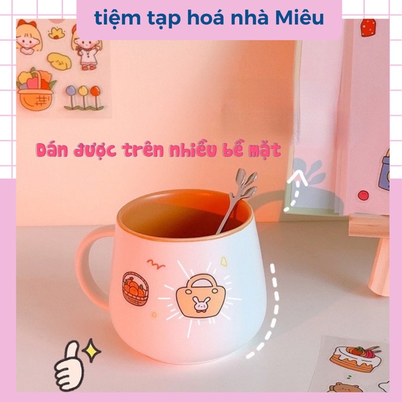 Sticker dễ thương, miếng dán trang trí dán tập vở, bình nước, điện thoại - tiệm tạp hoá nhà Miêu