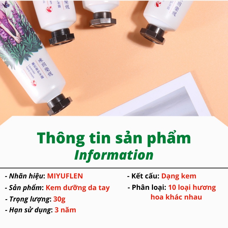 Kem dưỡng da tay chiết xuất từ hương hoa thiên nhiên cấp ẩm nuôi dưỡng và làm sáng da 30g Diki Store