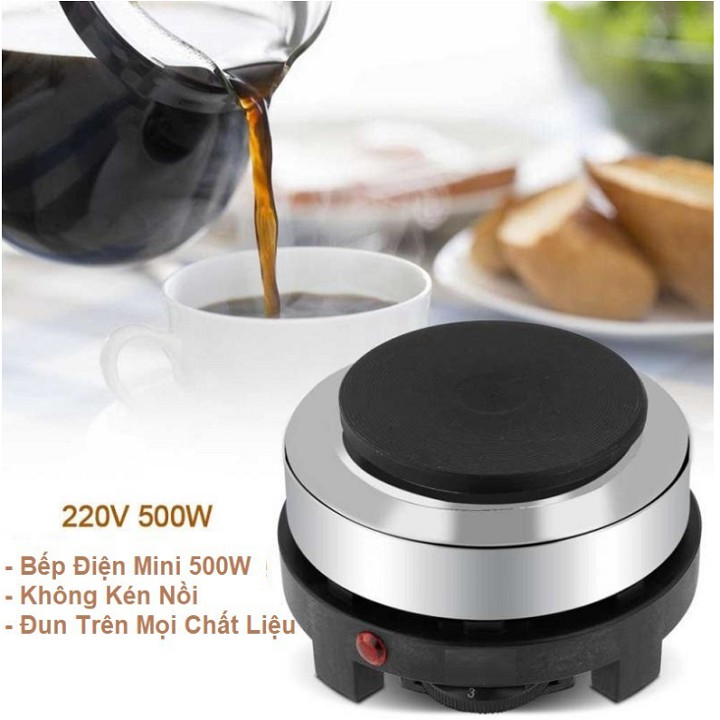 Bộ Ấm Pha Cafe, Combo Ấm Cafe Moka Pot Moka 300ml ( 6 Cup ) Và Bếp Điện Mini 500W Đun Các Loại Ấm