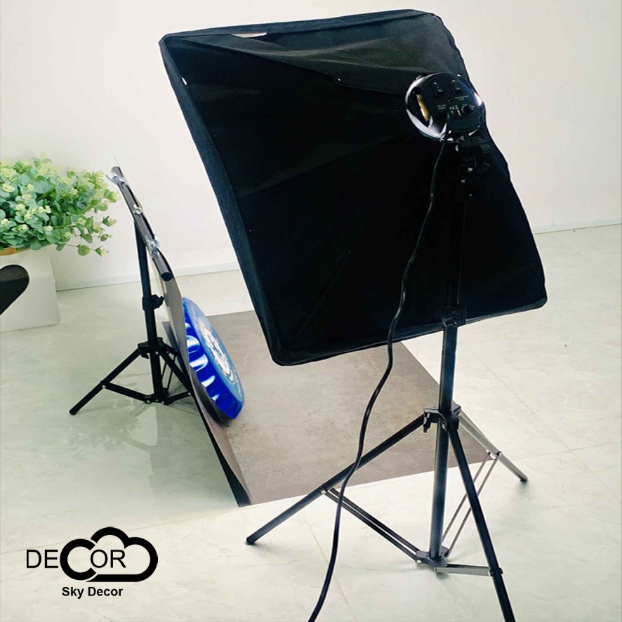 Bộ đèn Studio chụp ảnh sản phẩm softbox 70x50cm chân đèn 2m, bóng 175W ánh sáng trắng