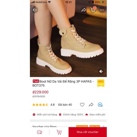 Boot nữ da vải đế răng 3p HAPAS