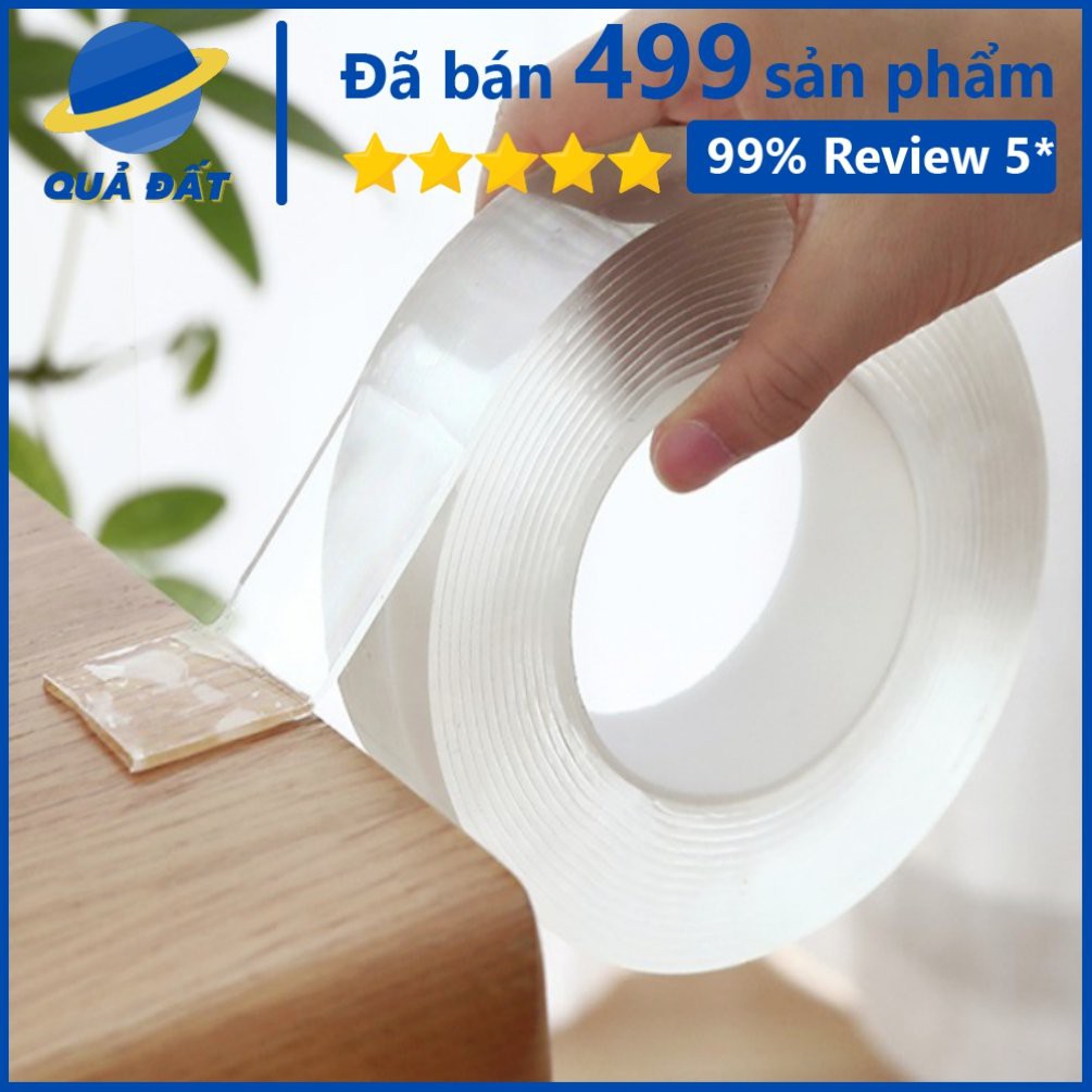 Băng Keo Dán 5 Mét 2 Mặt Siêu Dính Trong Suốt Dán Mọi Bề Mặt