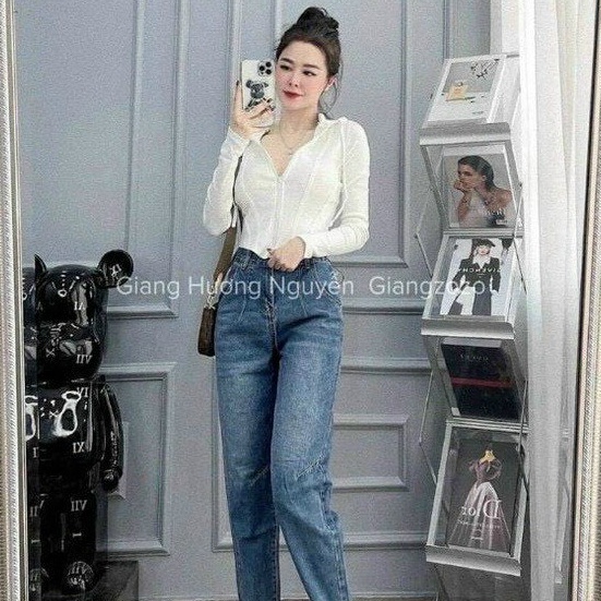 Áo kiểu có nón tay dài viền chỉ gân dây kéo giữa cực xinh , chất thun gân