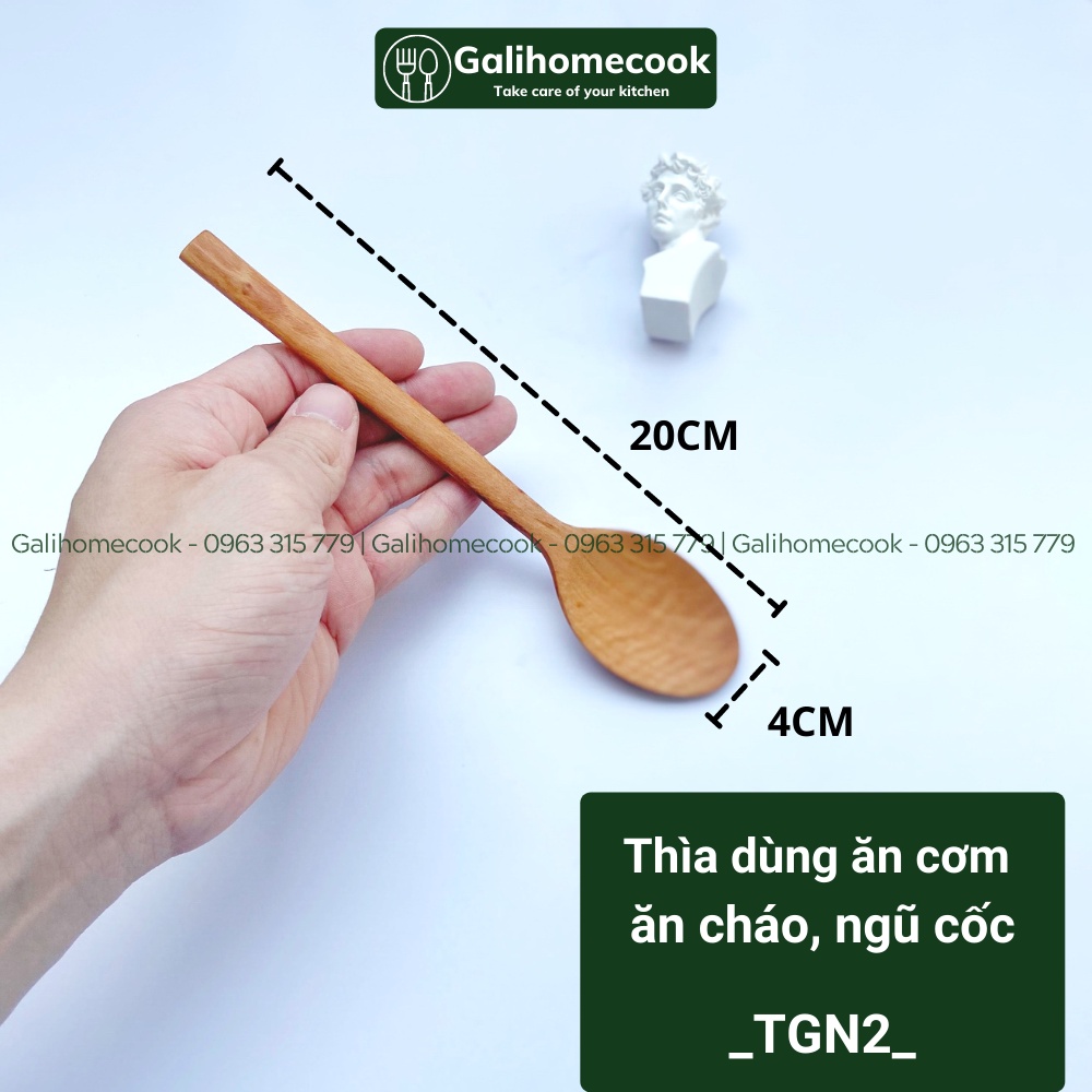 [Mã LIFEXANH03 giảm 10% đơn 500K] Thìa gỗ nhãn mộc xuất Nhật 23x4cm| Galihomecook TGN-3