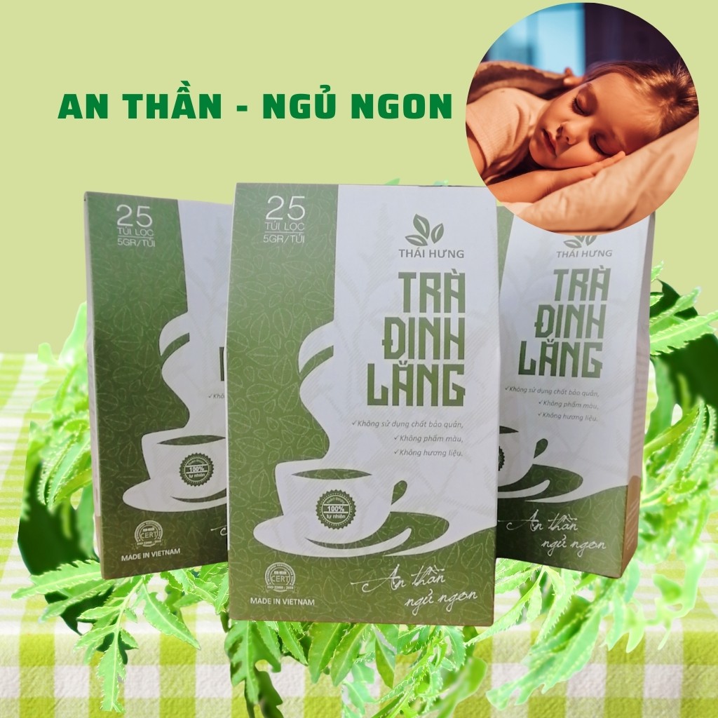 TRÀ - Đinh Lăng Thái Hưng - An Thần, Ngủ Ngon, Giảm Stress, Rối Loạn Tiền Đình - 25 túi lọc 125gr / ad.tea