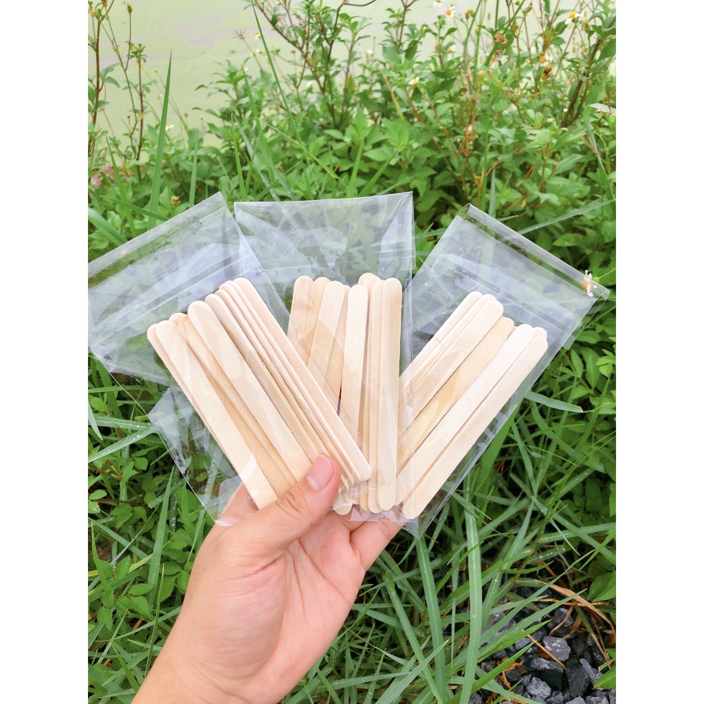 Combo 20 Thanh Gỗ làm Kem, Que wax lông, que gỗ đè lưỡi, làm mô hình