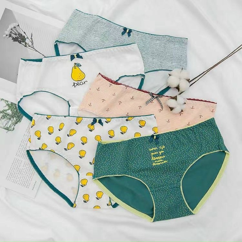 Hộp 5 quần lót nữ in hình quả dễ thương