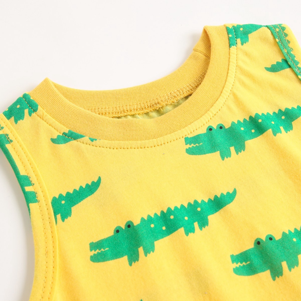 Sanlutoz Bộ Áo Liền Quần Không Tay Bằng cotton Thời Trang Mùa Hè Cho Bé Trai