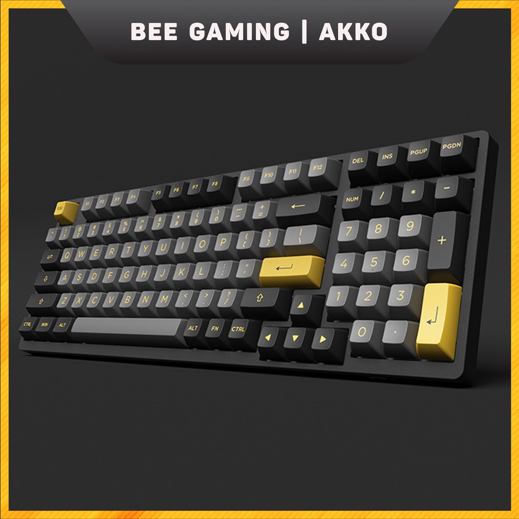 Bàn phím cơ không dây AKKO 3098N - 3098B Multi-modes Black Gold | Hàng chính hãng bảo hành 1 đổi 1