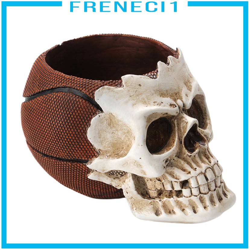 Giá Đỡ Cốc / Cọ Trang Điểm Để Bàn Hình Đầu Lâu Bóng Rổ Freneci1