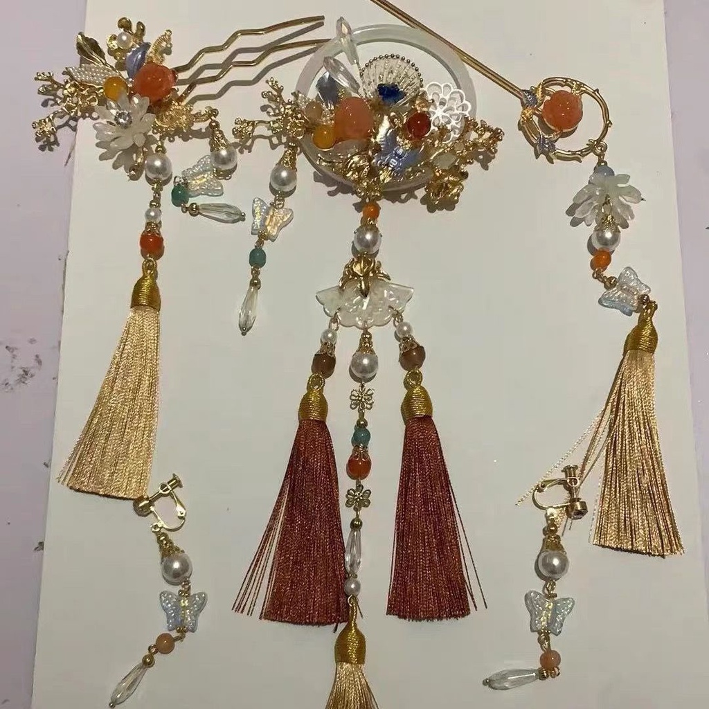 [Aishang Xinh Đẹp] Trâm Cài Tóc Phối Tua Rua Phong Cách Trung Hoa Cổ Điển Phụ Kiện Đám Cưới Đính Hôn Ouzi Cho Nữ