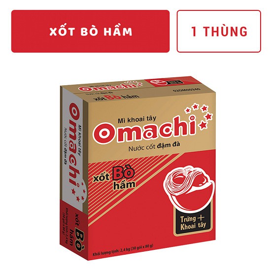 Thùng mì Omachi (Sườn,Bò,Tôm chua cay,Xốt spaghetti) 80gr thùng 30 gói | BigBuy360 - bigbuy360.vn