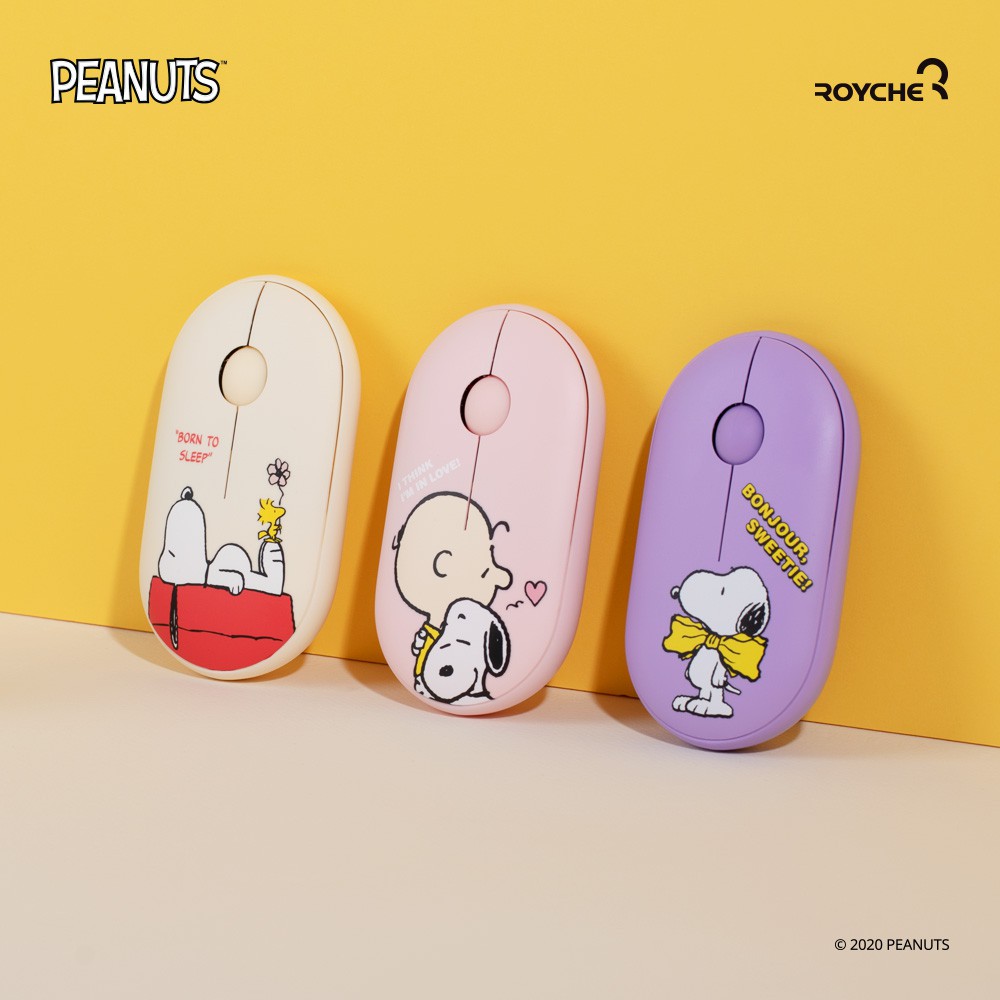 Chuột không dây chống ồn nhân vật hoạt hình Snoopy Peanuts (kết nối 2 cách USB và bluetooth)