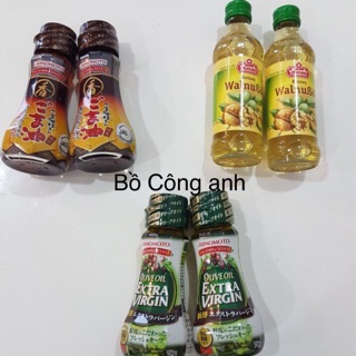 Combo dầu óc chó, dầu mè, dầu oliu, mì Mug, mì somen rau củ