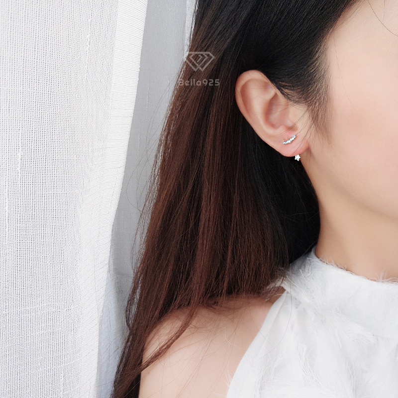 Bông tai Bella 925 khuyên tai 2 trong 1 hình ngôi sao phong cách Hàn Quốc