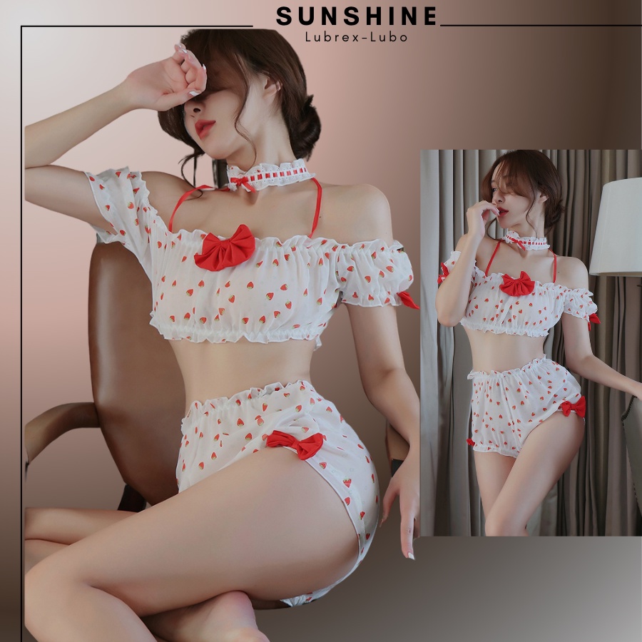 Bộ Đồ Ngủ Sexy Nữ 2 Dây Voan Gợi Cảm Quyến Rũ 2 Món Áo và Quần Ngắn Xinh Đẹp Trẻ Trung Freesize_DN1366
