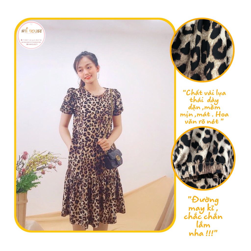 [FREESHIP 50K] Đầm Suông Lụa Nhistore Cổ Tròn Tay Phồng Họa Tiết Sang Có Túi Freesize Dưới 60kg | BigBuy360 - bigbuy360.vn