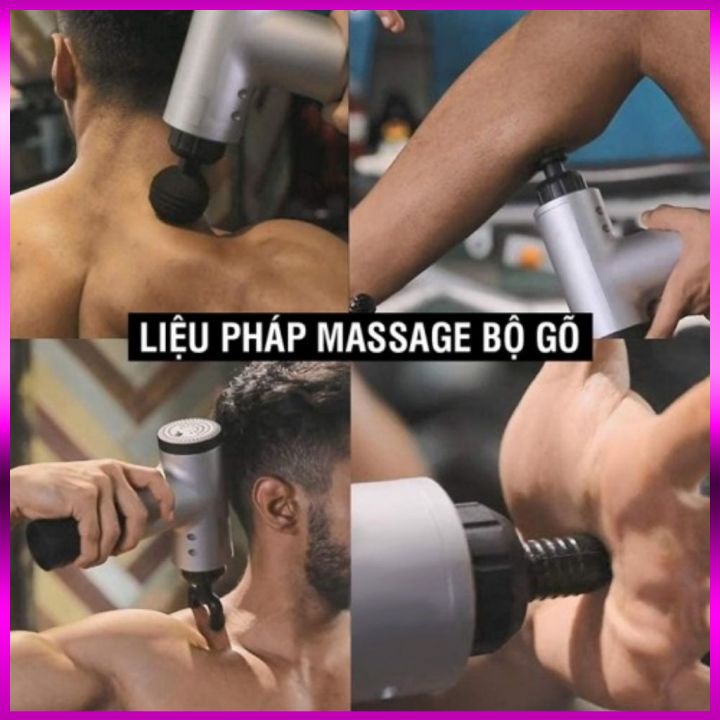 Máy massage cầm tay cổ vai gáy chân cao cấp 4 đầu 6 chế độ, Máy đấm bóp rung mát xa giúp giãn cơ, đỡ mỏi toàn thân