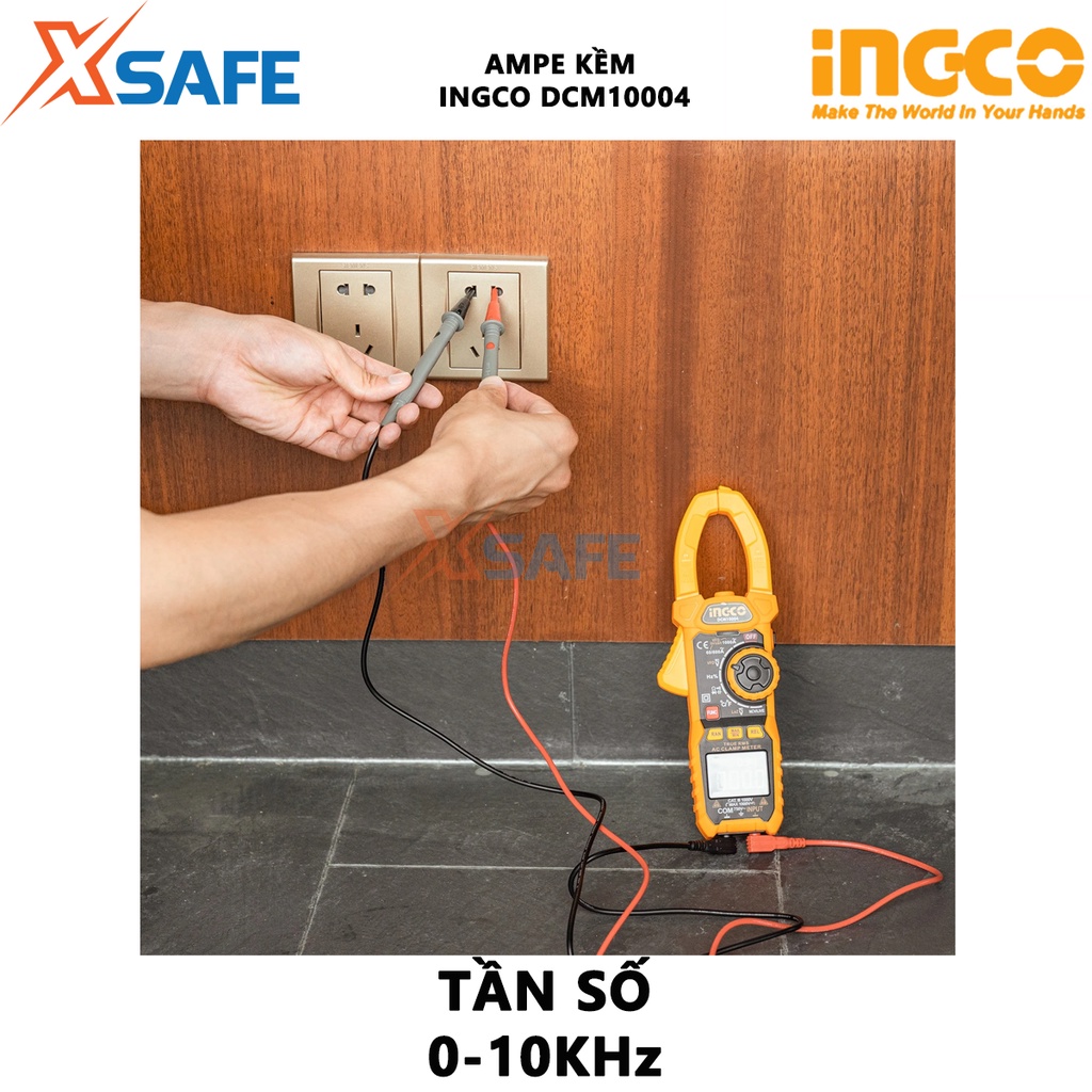 Đồng hồ kẹp kỹ thuật số AC/DC INGCO DCM10004 Ampe kìm 6000 số đếm, lưu dữ liệu, đèn nền hiển thị, đèn flash