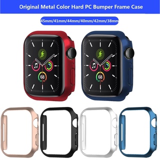 Khung viền PC cứng màu kim loại chống sốc/trầy xước cho đồng hồ Apple Watch Series 8/7/6/SE/5/4/3/2/1 (41mm 45mm 40mm 44mm 38mm 42mm)