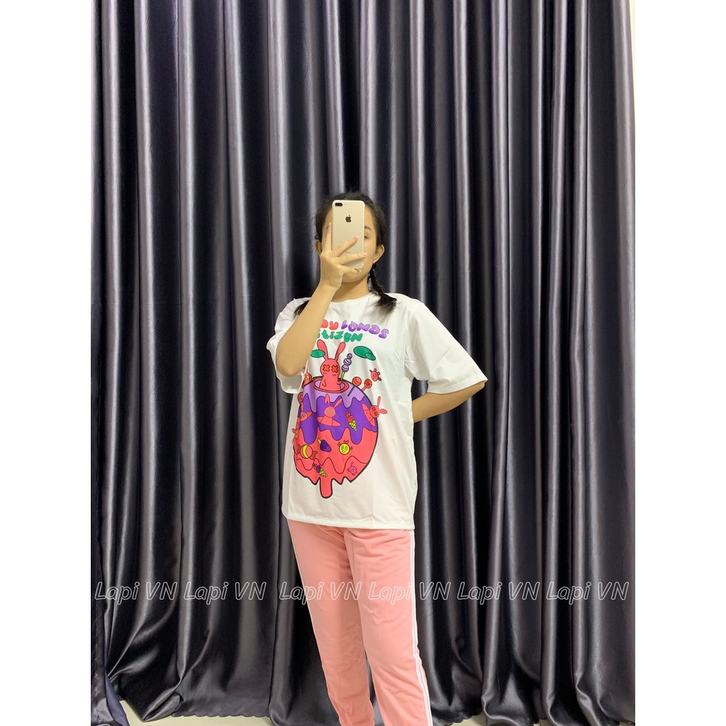 Đồ bộ mặc nhà unisex, pijama Lapi VN tay lỡ quần jogger ống bo chất liệu cao cấp, hình in đáng yêu