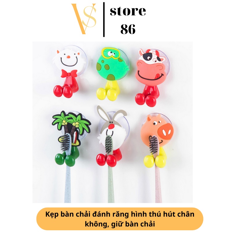 Kẹp bàn chải đánh răng hình thú hút chân không, giữ bàn chải