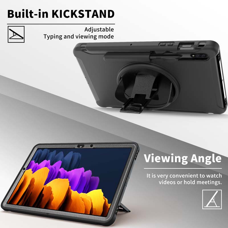 Ốp máy tính bảng chống sốc có giá đỡ và ngăn đựng bút cảm ứng cho Samsung Galaxy Tab S7 SM-T870 T875