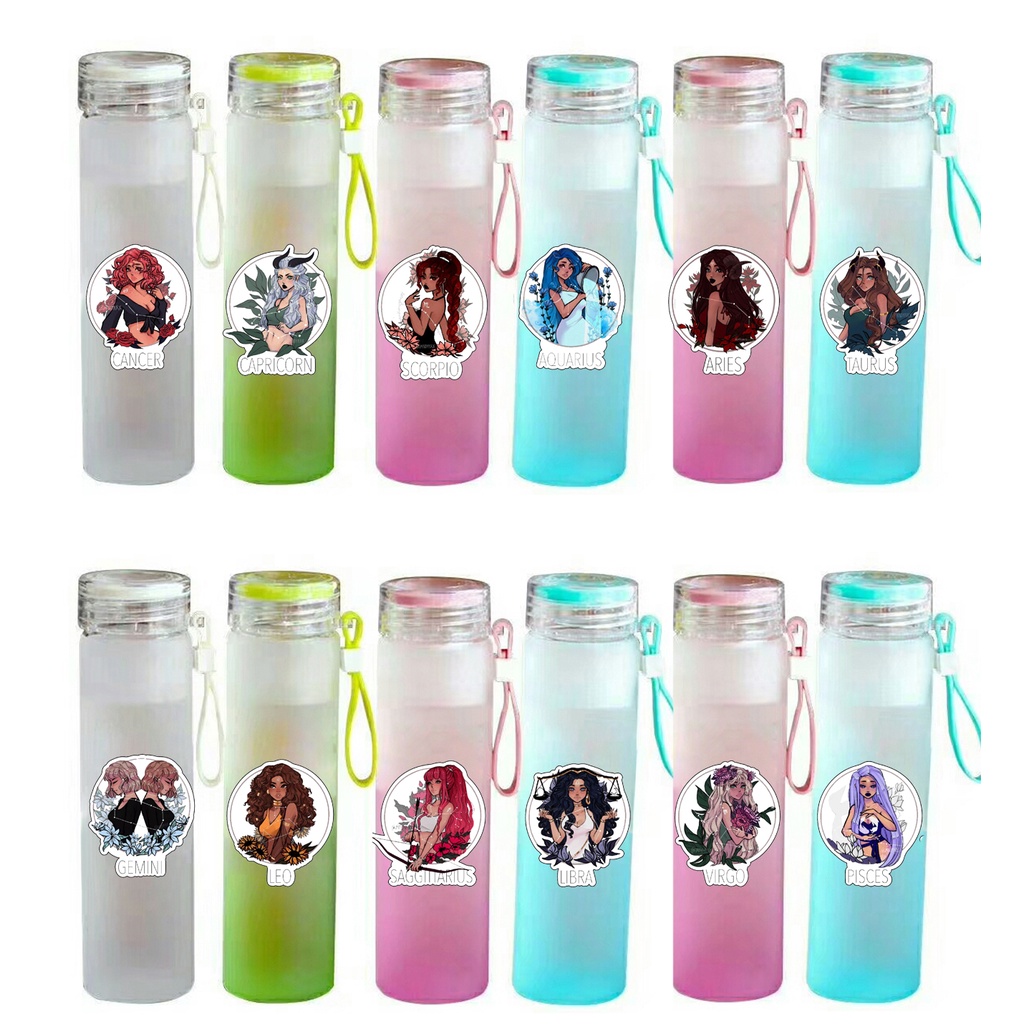 Bình nước màu loang 12 cung hoàng đạo BNML25 bình nước hologram thần tượng 500ml